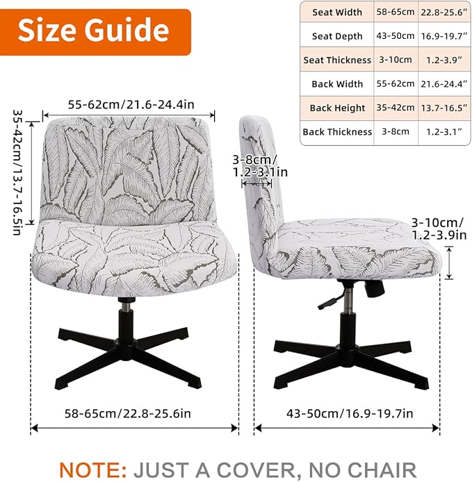 Fuloon Criss Cross Chair Cover, Stretchable, Solid Jacquard, Armless Chair Slipcovers for Office/Desk/Mid Back Wide Seat/Computer/Task/Vanity Chair (Reed -Shaped Jacquard, Green)