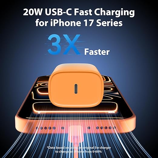 iPhone 17 16 15 Charger Fast Charging Type C Chargers USBC Fast Charger Block& iPhone 17 Charger Cord 10FT Long USB C Charging Cable for Phone 17/17 Pro/17Pro Max/Air/Phone 16 15 Pro Max,Cosmic Orange