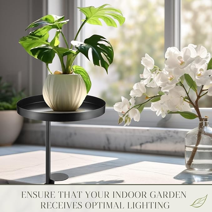 Teenyyou 2 Pcs Window Sill Plant Shelf 7.9''D x 14.2''H Adjustable Window Shelf Windowsill Clamp Tray for Indoor Plants Metal Windowsill Extension Tray Planter Floating Shelves for Indoor Outdoor