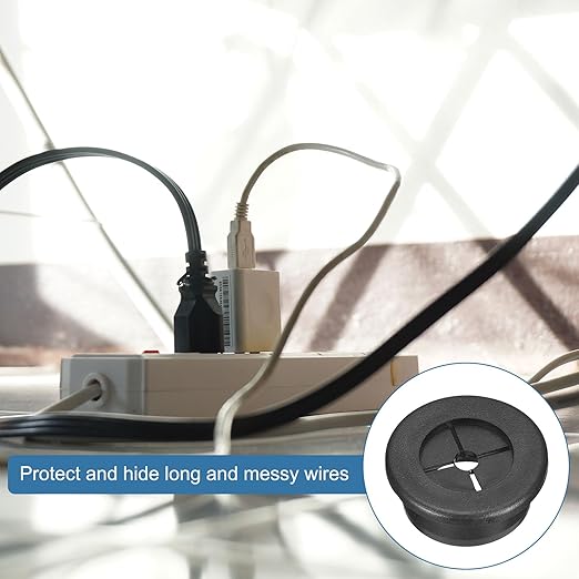 uxcell 2 Pcs Cable Cord Grommet, 1 Inch (25mm) Desk Grommet Flexible Rubber Grommets Wire Hole Cover Pass Through for Office Computer Desk Wire Organizer, Black