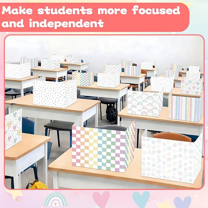 gisgfim 36 Pack Privacy Shields for Student Desk Pastel Desk Dividers Durable Privacy Folders Testing Dividers Shield Study Boards Panel Partition for Classroom Teacher Back to School Supplies