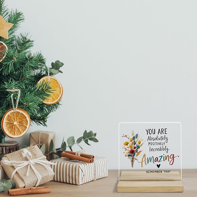 Encouragement Gifts for Women Decor Sign, You Are Amazing Acrylic Plaque, You Are Loved Sign