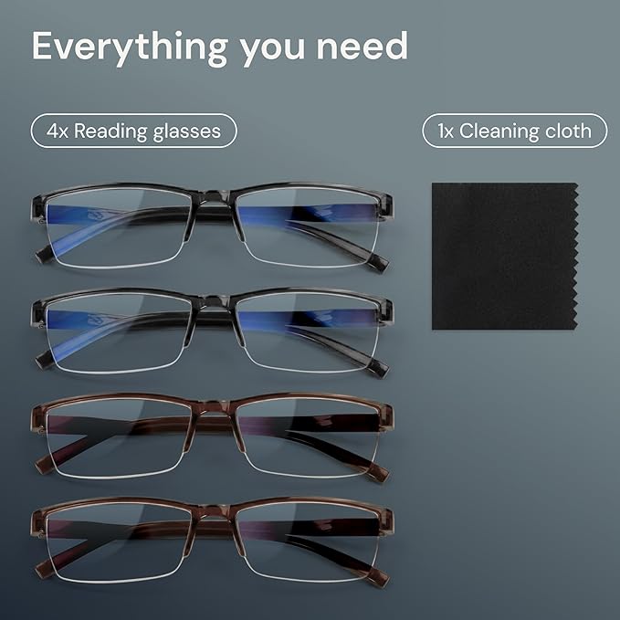 Gaoye +1.75 Executive Style Reading Glasses Men - Durable Readers with Blue Light Filtering - Comfortable Fit with TR90 Frames