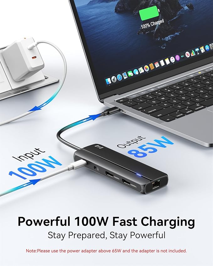 Selore Docking Station for MacBook Pro/Air, 10-in-1 Dual HDMI Adapter for Mac, USB C Hub for MacBook Docking Station Dual Monitor with 2 HDMI, Ethernet, PD,USB-C, 2 USB-A, SD/TF for M1/M2