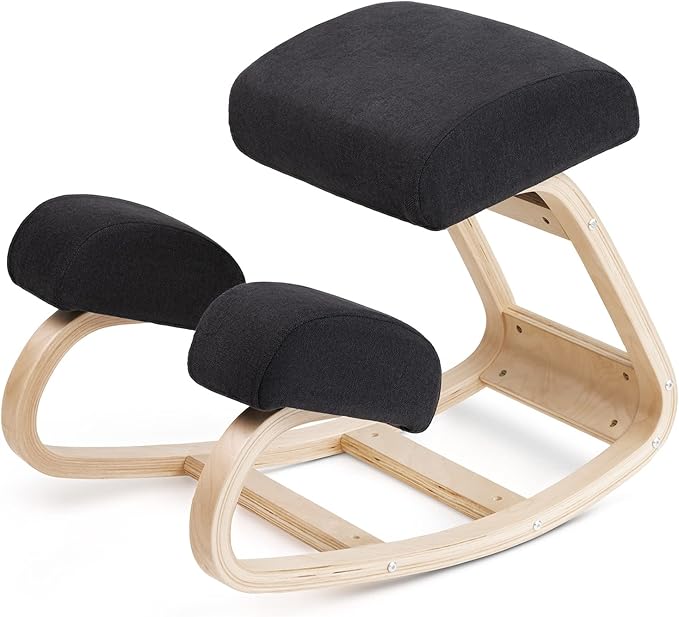Ergonomic Kneeling Chair with Extra Padding - Posture Support Comfortable Desk Chair - Angled Rocking Stool & Balancing Seat - Natural Relief for Neck or Back Pain (with Extra Padding)