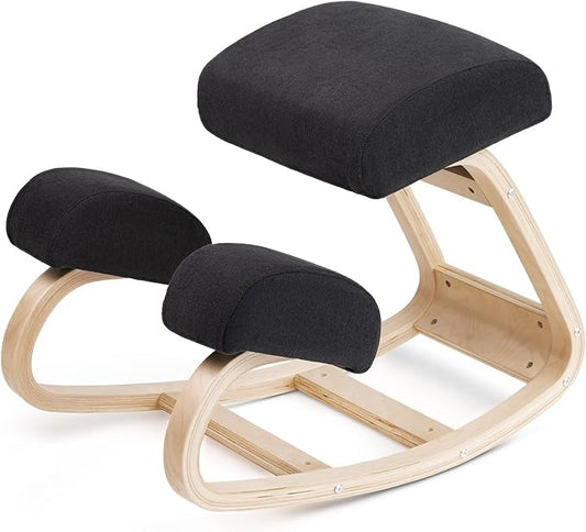 Ergonomic Kneeling Chair with Extra Padding - Posture Support Comfortable Desk Chair - Angled Rocking Stool & Balancing Seat - Natural Relief for Neck or Back Pain (with Extra Padding)