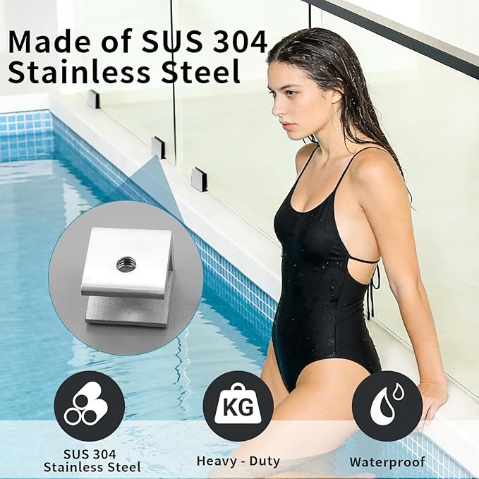 Alise Glass Shelf Brackets 4Pcs, Adjustable Shower Glass Clamps, Heavy Duty Clamp Holder, SUS304 Stainless Steel Brackets for 8-12mm Shower Shelf Bracket and Wall-to-Panel Connection, Brushed Nickel