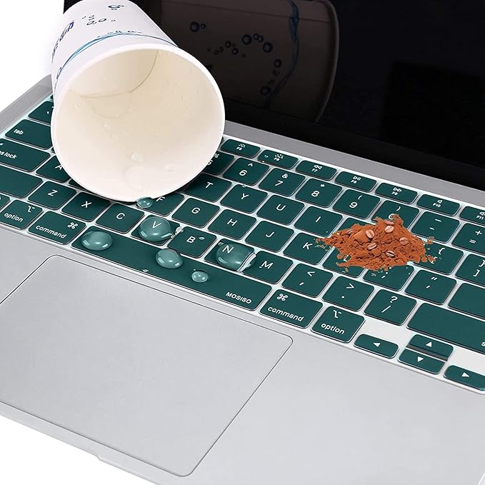 MOSISO Keyboard Cover Compatible with MacBook Air 13 inch 2022 2021 2020 Release A2337 M1 A2179 Retina Display with Touch ID Backlit Magic Keyboard, Waterproof Protective Silicone Skin, Deep Teal