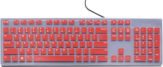 Keyboard Skin Compatible for Dell KM636 KB216 Keyboard, Dell Optiplex 5250 3050 3240 5460 7450 7050, Dell Inspiron AIO 3475 3670 3477, Dell Inspiron 27 7000 7700 7790 All-in-One Keyboard - Red