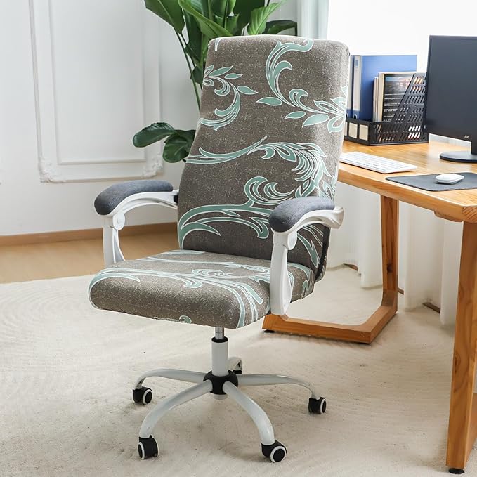 FORCHEER Patterned Large Office Chair Cover Stretch Printed Computer Armchair Slipcover for Desk Chair, Mesh Chair 1 Piece Washable Removable