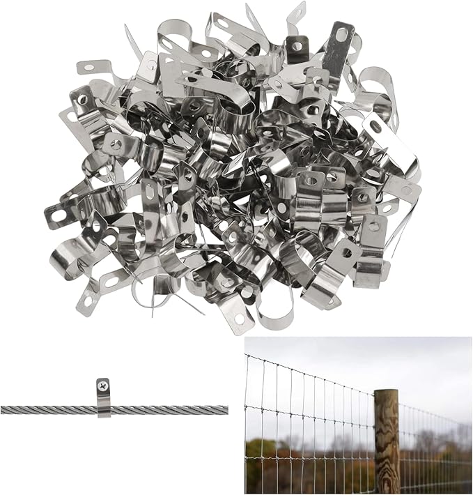 Antrader R-Type Cable Clips,12mm/0.47" Cable Clamps with Screws,304 Stainless Steel,100Pcs
