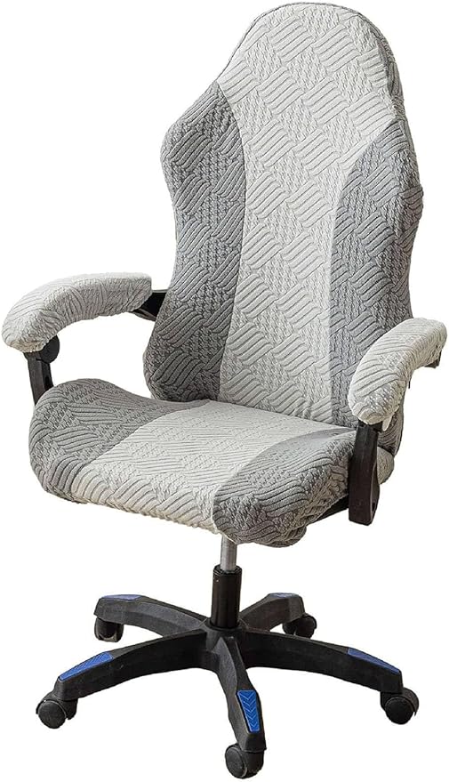 Gaming Chair Cover Cat Scratch Proof Jacquard, Soft Spandex Gaming Chair Slipcovers Arms Attached Washable for Office Chair (3,one Size)