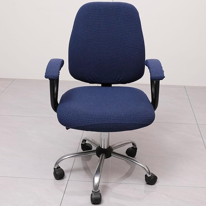 Melaluxe Office Chair Cover with Armrest Covers， Universal Stretch Desk Chair Cover, Computer Chair Slipcovers - Navy