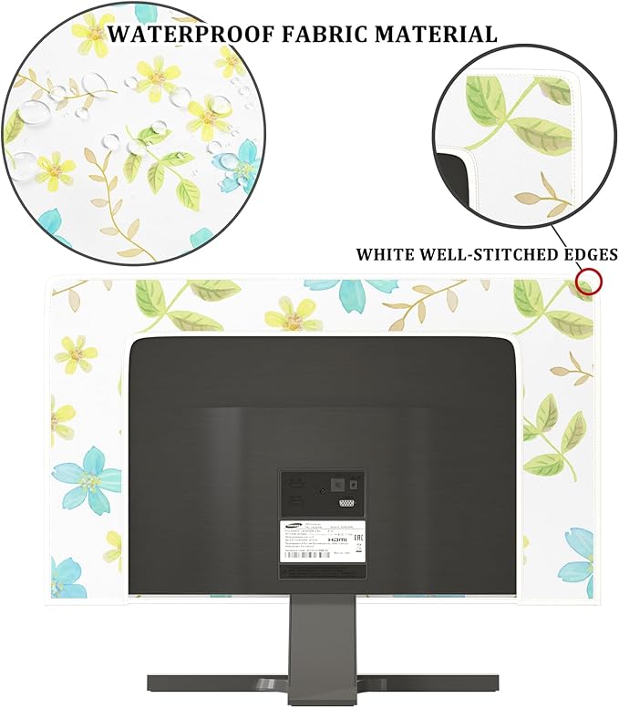 Colorful Flowers Plants Waterproof Screen TV Cover 65 Inch Spring Floral Full Body Cover for TVs Screen for LCD LED PC Desktop and Home Hanging TV Anti-Static Protective
