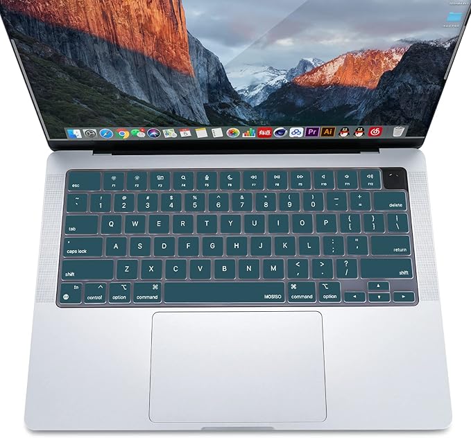 MOSISO Keyboard Cover Skin Compatible with MacBook Air 15 inch M3 A3114 M2 A2941/Air 13.6 A3113 A2681/Pro 14/16 M4 M3 M2 M1, Deep Teal