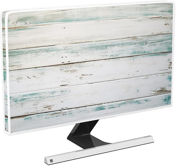 Waterproof Television Covers 58, 59, 60 Inch Anti-Static Anti-Scratch Protective Sleeve Compatible with PC Desktop and TV LCD LED Dust Cover for TV，Vintage Gray Wooden Board