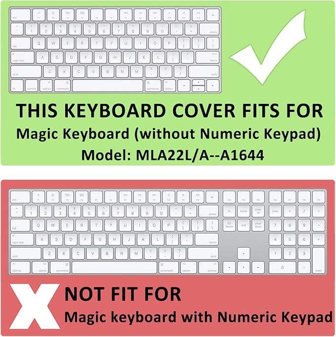 ProElife Ultra Thin Silicone Keyboard Protector Cover Skin for Apple Magic Keyboard & Magic Keyboard 2 (U.S Version, Model: MLA22L/A-A1644, Without Numeric Keypad) (White)