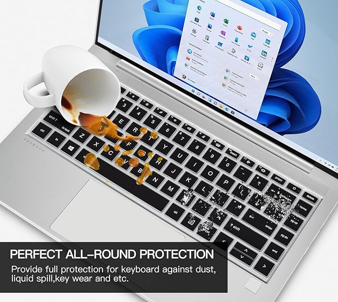 CaseBuy Keyboard Cover for HP Probook 440 445 G8 G9 G10 2023 2022 14 inch, HP Probook 640 G7 G8 14" Laptop Protector Skin(Not Fit Probook 440 445 G5 G6 G7) -Black