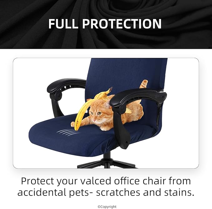 DIVA EN CAMINO DEC Universal Office Chair Cover with Durable Zipper, Soft Stretch Slipcover for High Back Chair, Navy