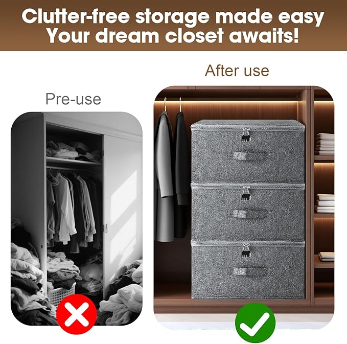 Lockable Storage Box, Organizer Bag Bins Case, Box with Lock, Boxes Storage, Lockable Box, Foldable Fabric Box with Handles, Storage Box with Lid for Clothes, Clothes Storage (16 x 12 x 8 inches)