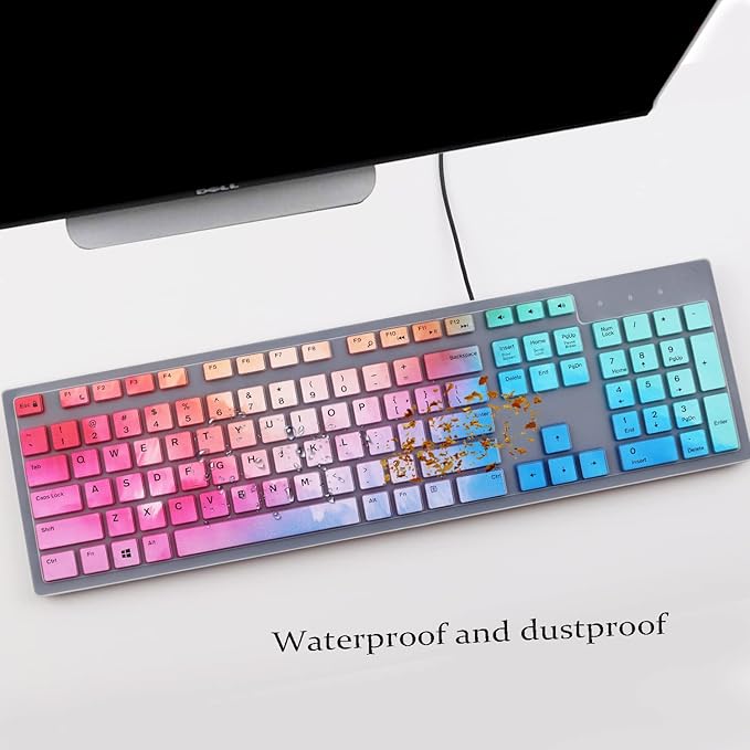 Keyboard Cover for Dell KB216 KB216p KB216d Keyboard/Dell KM636 Keyboard/Dell Optiplex 5250 3050 3240 5460 7450 7050 /Dell Inspiron AIO 3475 3670 3477 7700 Desktop-Colorful