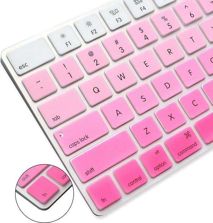 ProElife Ultra Thin Silicone Keyboard Protector Cover Skin for Apple Magic Keyboard & Magic Keyboard 2 (U.S Version, Model: MLA22L/A-A1644, Without Numeric Keypad) (Ombre Pink)