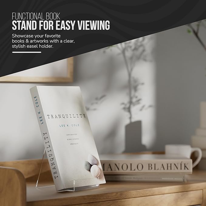 Acrylic Book Stand, Clear Display Holder, Pack of 6 Easels for Books, Cards Transparent