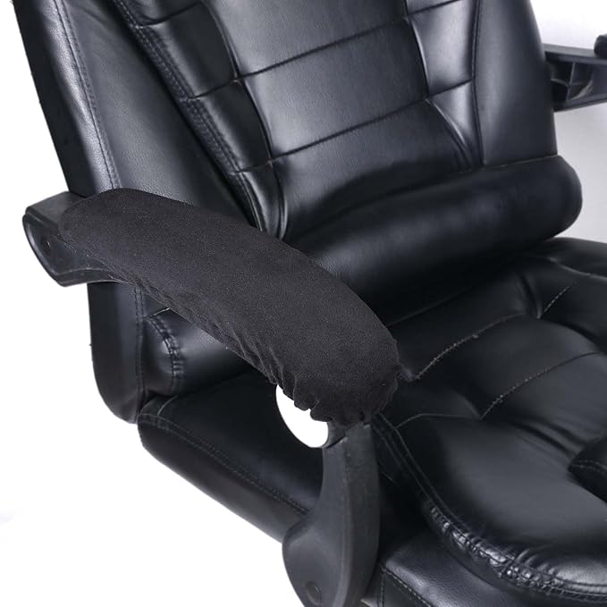 QfwdfcTrenz 1 Pair Office Chair Arm Covers Nylon Armrest Cover Removable Handgrip Covers Stretchable Armrest Protectors Prevent Armrest Damage to Protective Cover for Desk and Computer Chairs (Black)