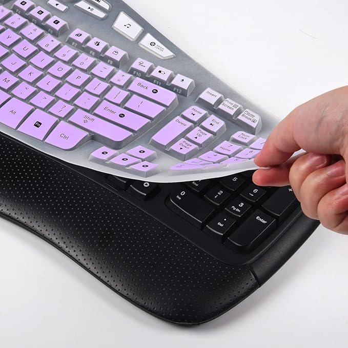 CaseBuy Keyboard Cover for Logitech K350, MK550, MK570 Wireless Wave Keyboards - Ultra Thin Protector, Ombre Purple