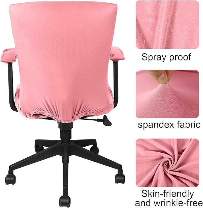 Tallew 4 Pcs Office Chair Covers Set Computer Universal Protective Stretchable Chair Seat Covers Desk Armrest Cover Pads Office Cushion Backrest for Rotating(Regular,Watermelon Pink)