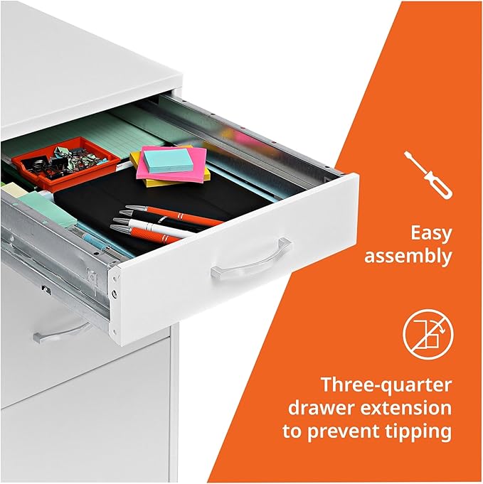 Lorell LYS SOHO The 3-Drawer Organizer Cabinet, White