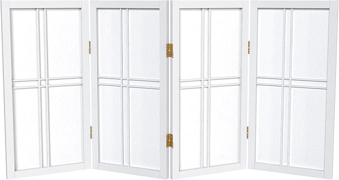 2 ft. Short Desktop Double Cross Shoji Screen - White - 4 Panels