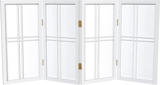 2 ft. Short Desktop Double Cross Shoji Screen - White - 4 Panels