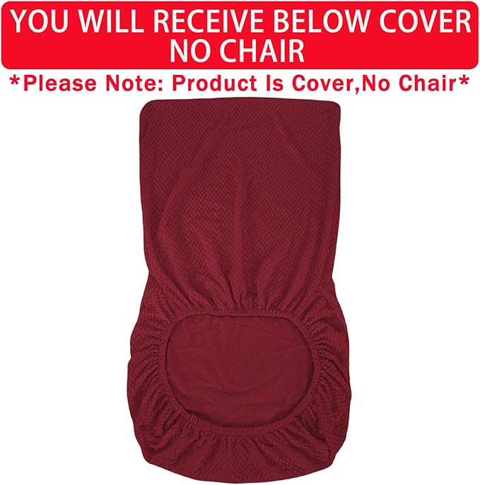 Vanity Chair Cover Criss Cross Chair Cover Elastic Armless Chair Slipcover Armless Chair Covers Office Chair Covers (Wine Red,Just The Cover,No Chair)