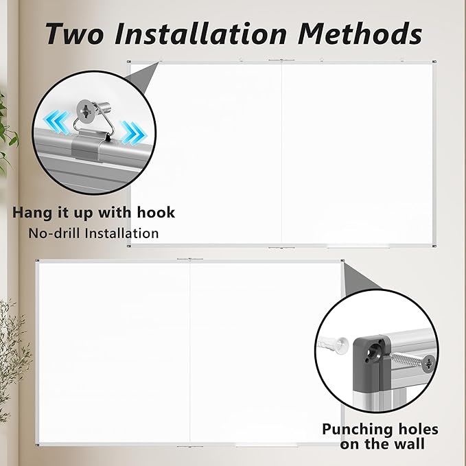 Magnetic White Board Dry Erase Board for Wall, 72" x 48" (6' X 4') Wall-Mounted Large Giant Whiteboard for School, Classroom, Office & Home