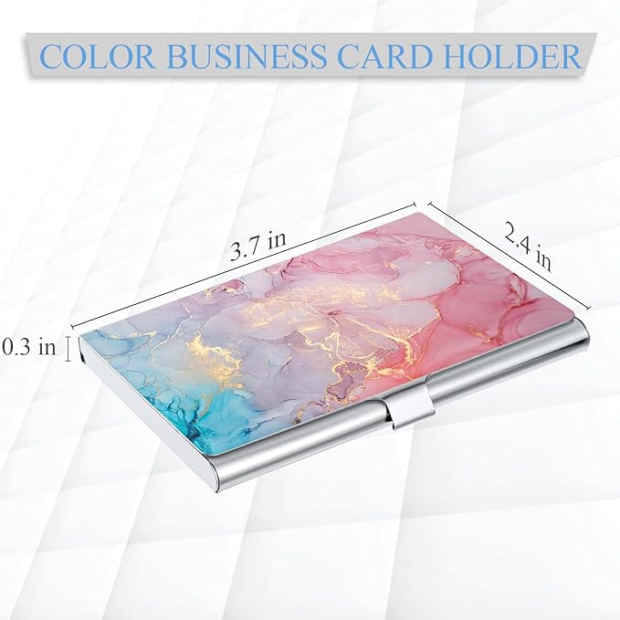 Business Card Holder，Color Printing Men's and Women's Business Card Case，Ultra-thin Metal Business Card Organizer，Carry-on Pocket Wallet Business Card Holder