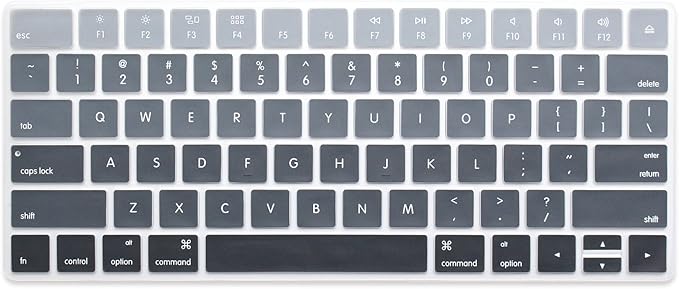 ProElife Ultra Thin Silicone Keyboard Protector Cover Skin for Apple Magic Keyboard & Magic Keyboard 2 (U.S Version, Model: MLA22L/A-A1644, Without Numeric Keypad) (Ombre Gray)