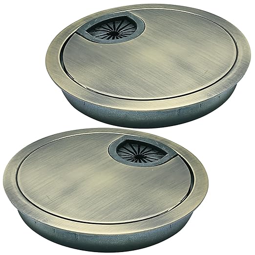 Desk Grommet 3-1/8" (80 mm), Desk Cord Hole Cover, Cable Grommet Metal Zinc Alloy Materilal, Desk Hole Grommet for Office and Home Table Cable, Detachable Cable Cord Organizer (Bronze 2 Pcs)