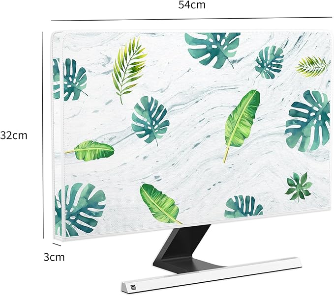 Tropical Leaf Monitor Dust Cover 22, 23, 24, 25 Inch Summer Holiday Hawaii Foliage Waterproof Computer Monitor Cover Anti-Static Dustproof Protective Cover for Home Office LCD/LED/HD