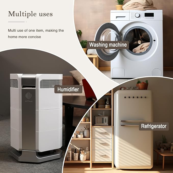 I'Ezonk Heavy Duty All Stainless Steel Mobile Mini Fridge Stand, Refrigerator Stand and Washing Machine Stand with Wheels, Adjustable Furniture Dolly for Washer, Refrigerator and Dryer(Gray)