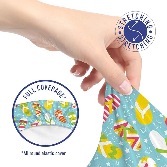 Ambesonne Flip Flop Office Chair Slipcover, Colorful and Different Patterned Double Pluggers on Star Filled Blue Backdrop, Protective Stretch Decorative Fabric Cover, Standard Size, Aqua Blue