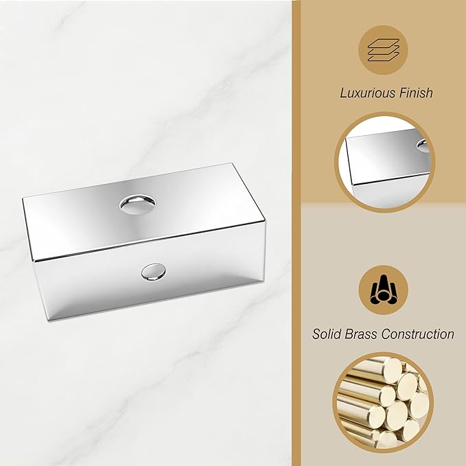 Solid Brass Glass Clamp – Fixed Mount Bracket Hardware Kit for 3/8" to 1/2" (10-12mm) Glass, Chrome Finish