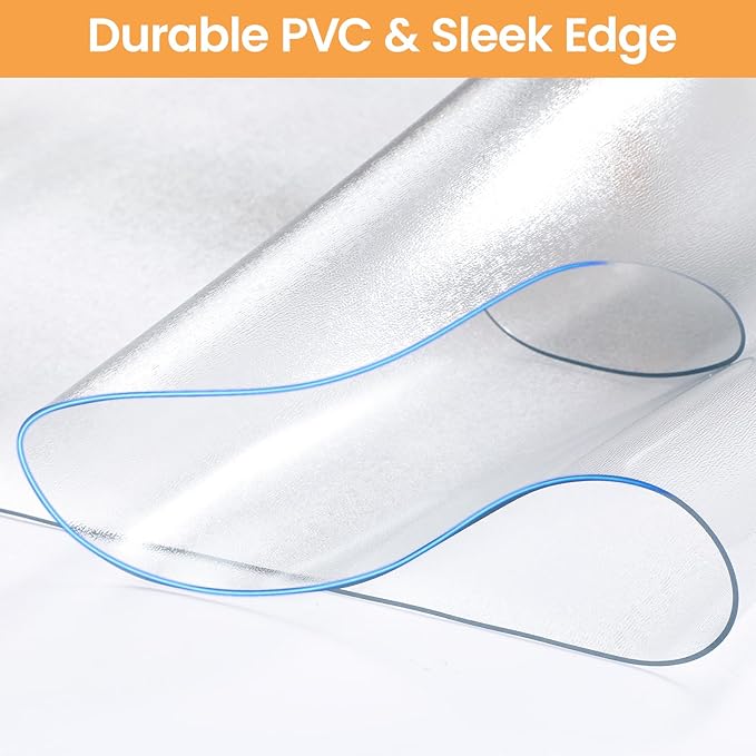 Yecaye Desk Chair Mat for Hardwood Floor, Office PVC Computer Chair Mat, Floor Protector for Rolling Chairs (Transparent, 48" x 60")