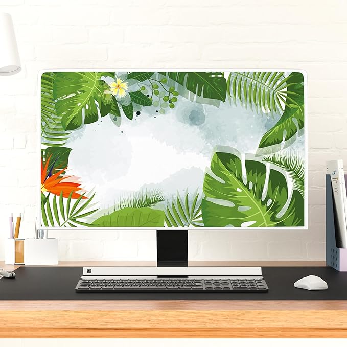 Watercolour Hawaii Plants Television Cover 55 Inch Tropical Leaf Botanical Screen TV Accessories TVs LED LCD OLED Screen Decoration for Home Office Tablet LCD/LED/HD