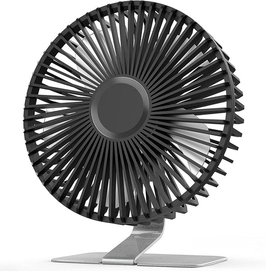 SLENPET 6 inch USB Small Desk Fan, 4 Speeds, Ultra-quiet, 90° Adjustment for Better Cooling, Portable Mini Powerful Desktop Table Fan, Mini Personal Fan for Home Office, Metal Base, Silver