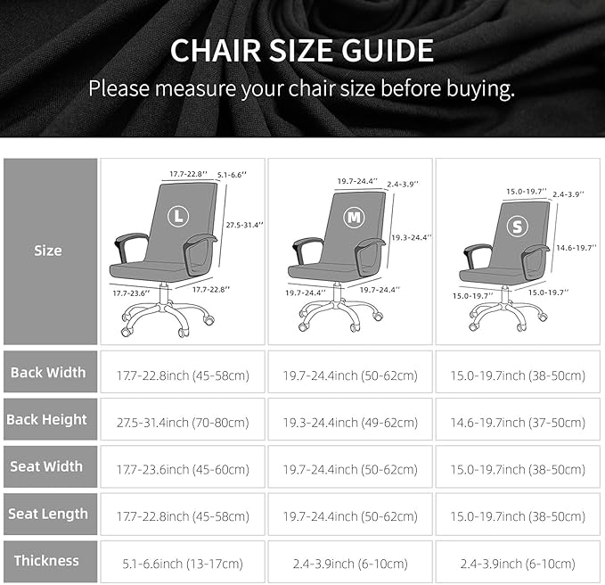 Computer Office Chair Cover with Armrest Covers Water Resistant Durable Zipper Universal Washable Removable Spandex Rotating Boss Chair Slipcovers Anti-dust Soft Desk Chair Seat Protector