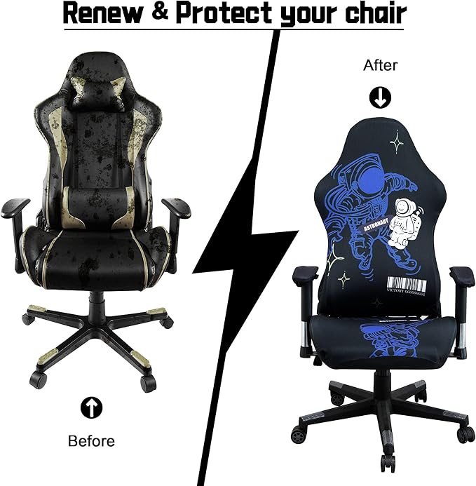 Gaming Chair Covers,Stretchable Computer Chair Cover,Ergonomic Office Chair Cover,for Anti Cat Scratch Protection of Computer Gamer Chair Slipcovers,Racing Chair Covers (Only Covers,Astronaut)