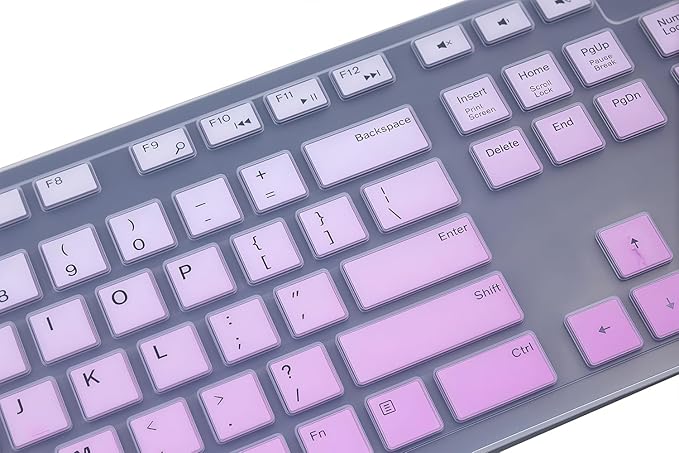 Keyboard Skin Compatible for Dell KM636 KB216 KB216t Wireless/Wired Keyboard & Dell Optiplex 5250 3050 3240 5460 7450 7050, Inspiron AIO 3475/3670/3477 All-in One Desktop (Ombre Purple)