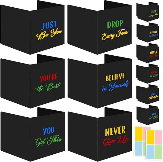 24 Pack Plastic Desk Dividers for Students Inspirational Privacy Folders Black Test Divider Plastic for Students Desks Study Carrel Divider Classroom Testing Dividers Teacher Supplies
