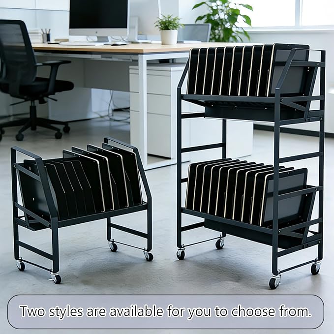 20 Slot Laptop Charging Cart Mobile Open Storage Rack with 4 Removable Wheels, Fits Laptops, Tablets, Ipads for Classrooms, Libraries, Office Desks
